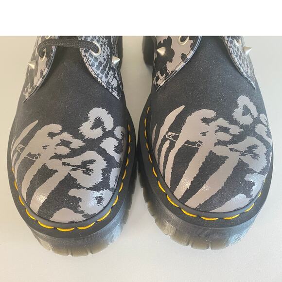 DR MARTENS 1461 OXFORD SHOE LEATHER SUEDE BLACK PUNK ANIMAL STUD QUAD PLATFORM - Picture 11 of 12